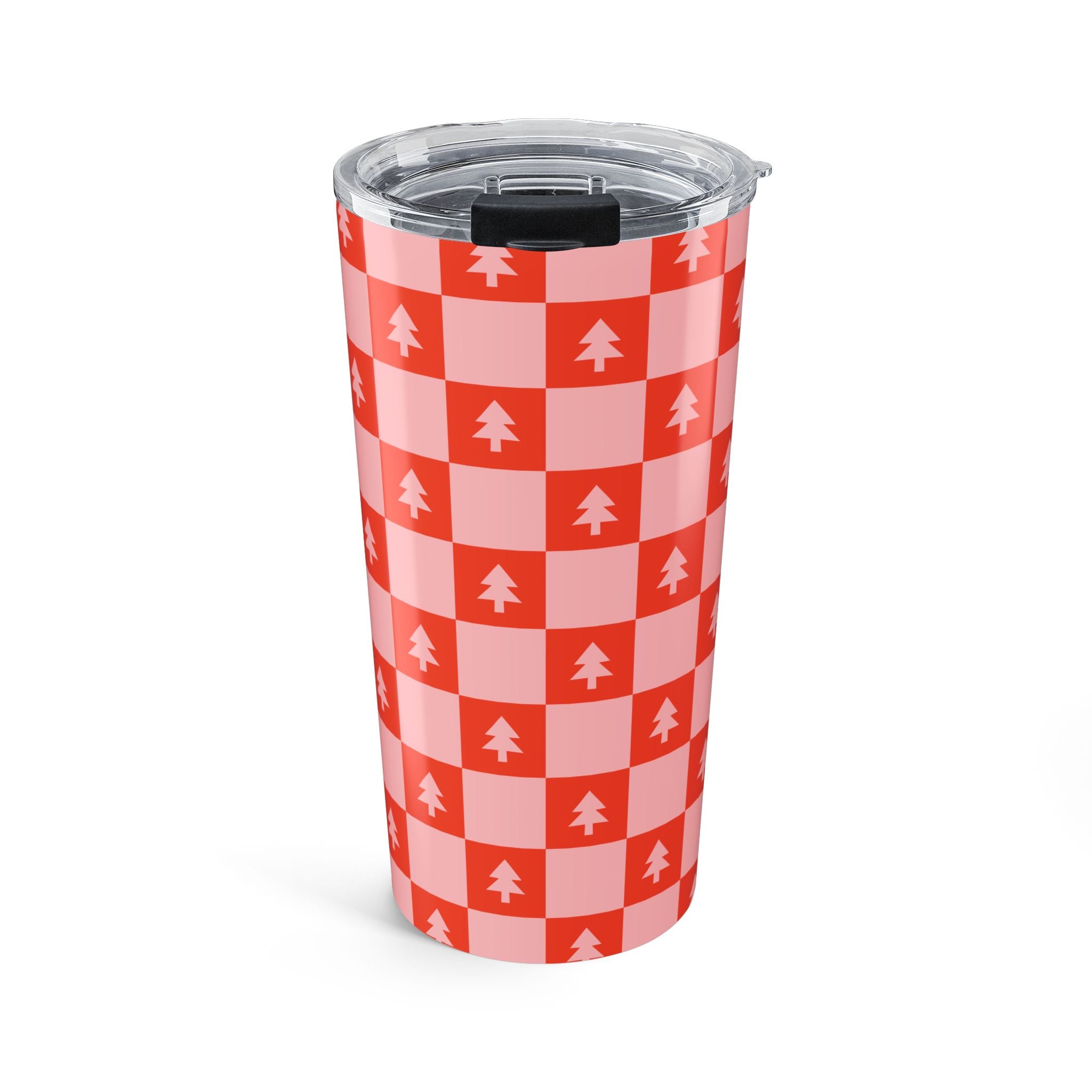 Christmas Tree Checker Tumbler Gift For Couple Holiday Travel Mug Present For Friends Insulated Drinkware Winter Coffee Cup Unisex Style
