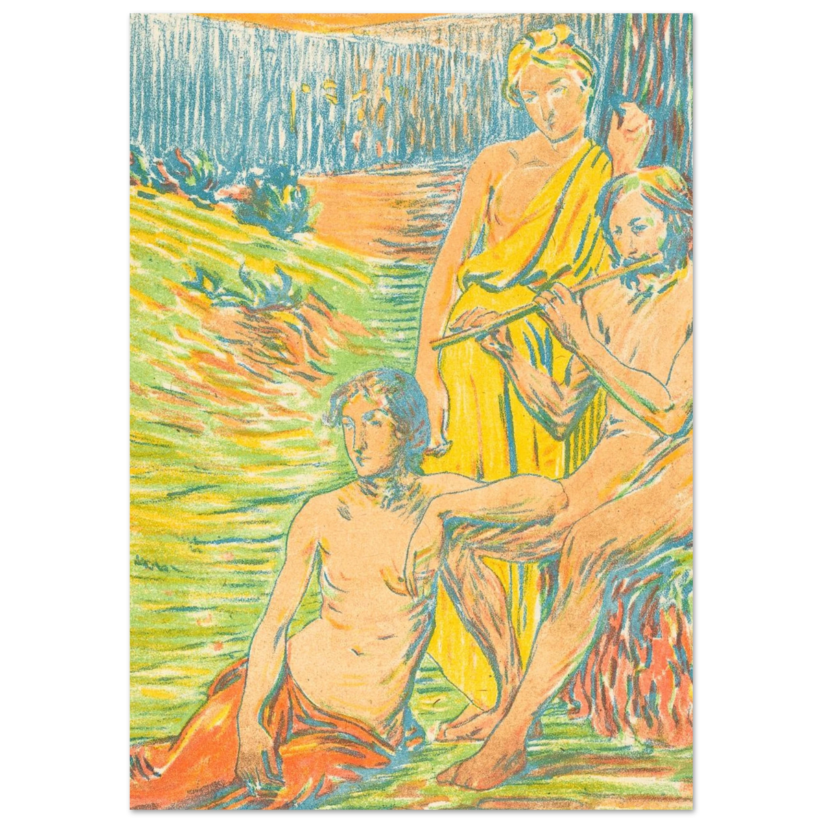 Pan Arcadia Wall Art Hippolyte Petitjean Poster Pointillist Landscape Fine Art Decor #PD_301 product image