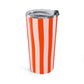 Striped Tumbler Gift For Coffee Lover Orange Cup Modern Sipper Present Colorful Mug For Friend Keepsake Daily Hydration Wavy Stripes Cup