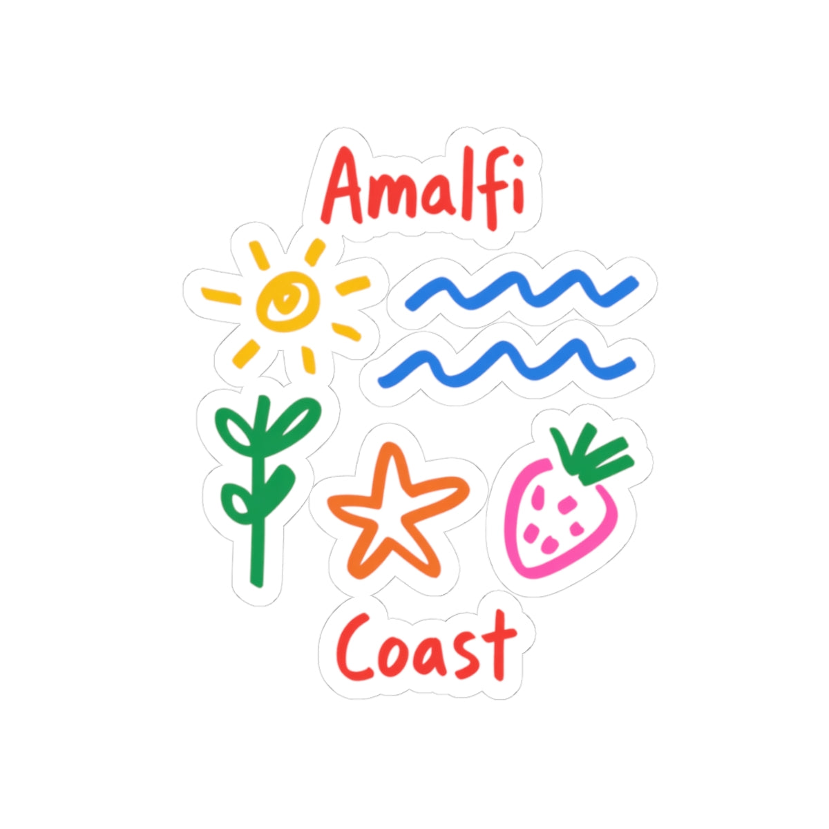 Amalfi Coast Sticker Italy Lover Gift Cute Travel Decal Summer Vacation Gift Coastal Sticker Italian Doodle Sticker Summer Travel Sticker
