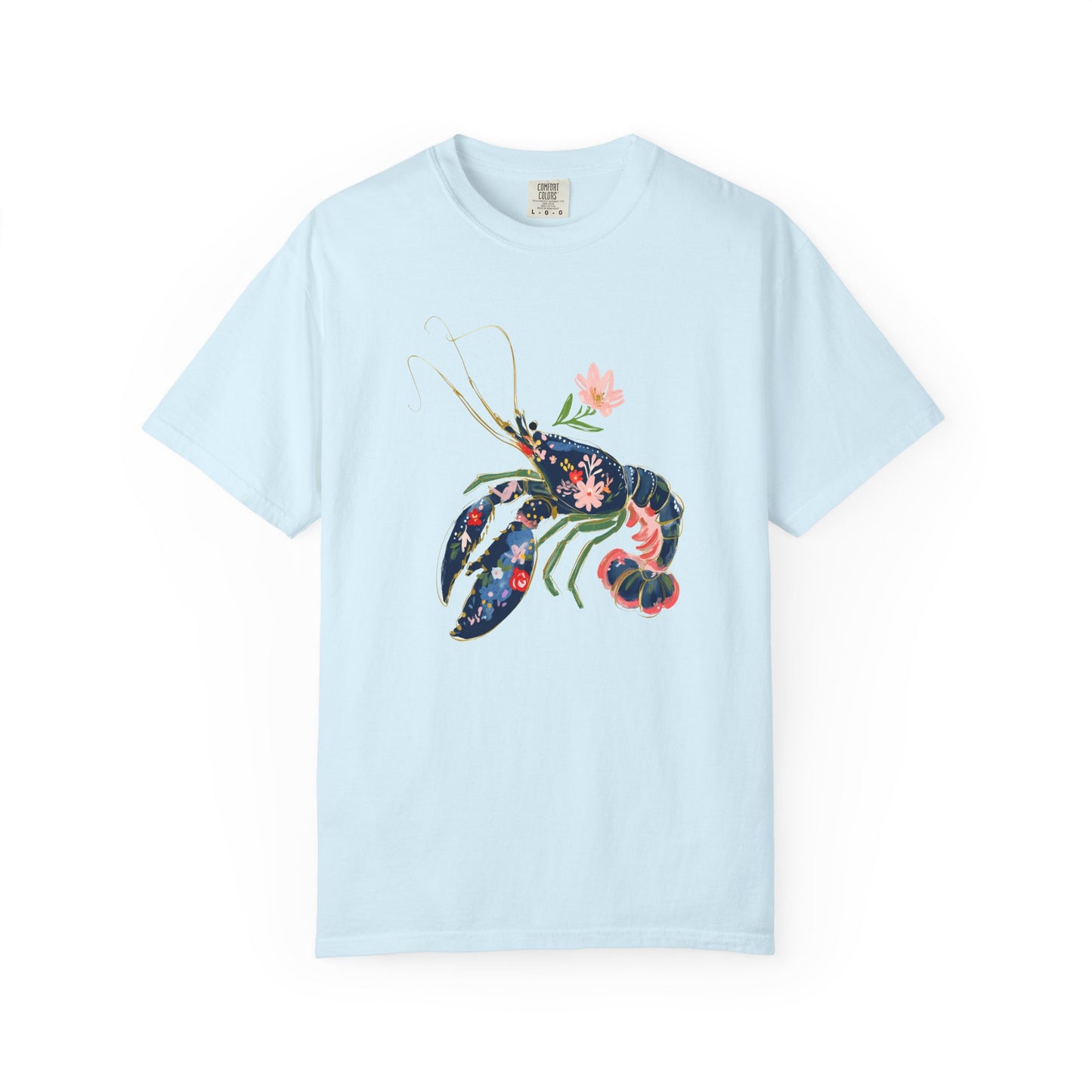 Floral Lobster T Shirt Nautical Sea Life Tee Coastal Gift For Sister Botanical Ocean Graphic Beach Vacation Clothing Everyday Summer Style