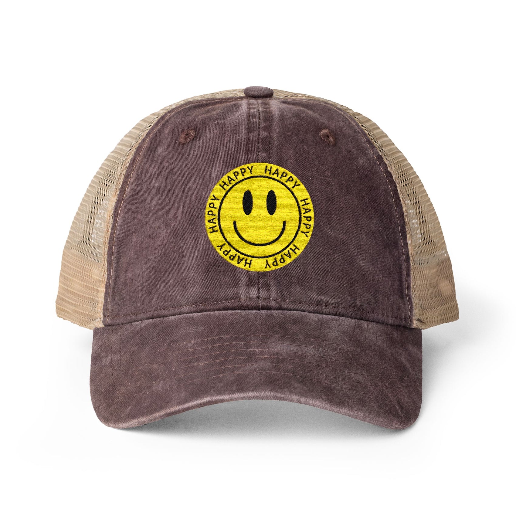 Smiley Face Trucker Hat Happy Cap Aesthetic Hat Cute Summer Hat Mesh Back Cap Gift for Her Trendy Casual Cap Smile Hat