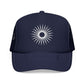 Embroidered Sun Hat For Summer Cap For Surfers Gift Surf Hat Radiant Sunburst Embroidered Foam Hat Red Trucker Hat For Beach Goers Gift