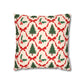 Christmas Tree Pillowcase Gift For Mom Holiday Cushion Cover Present For Sister Red Bow Faux Suede Winter Home Decor Cozy Sofa Accent Style