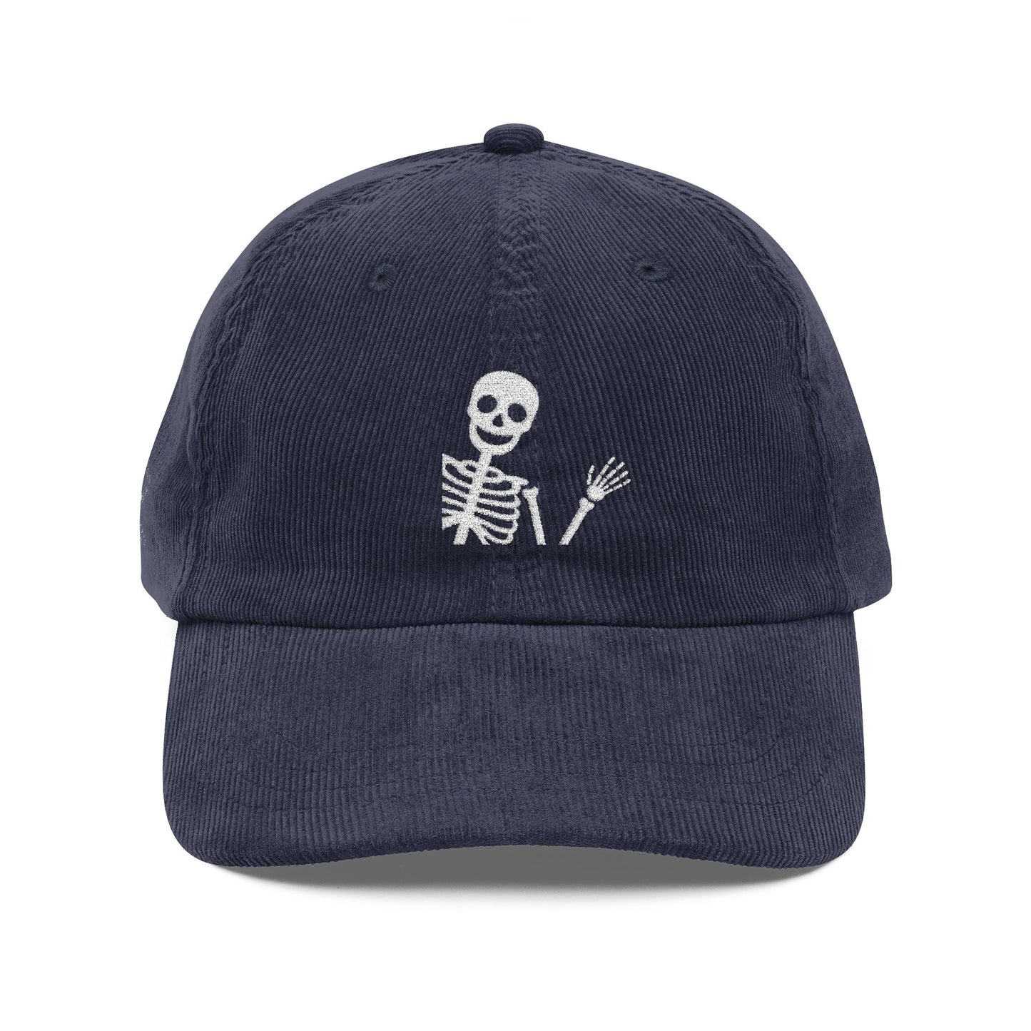 Embroidered Cap Skeleton Corduroy Hat Summerween Outfit Cap Spooky Festival Hat Cute Skull Hat Gift For His Birthday Gift For Skeleton Lover