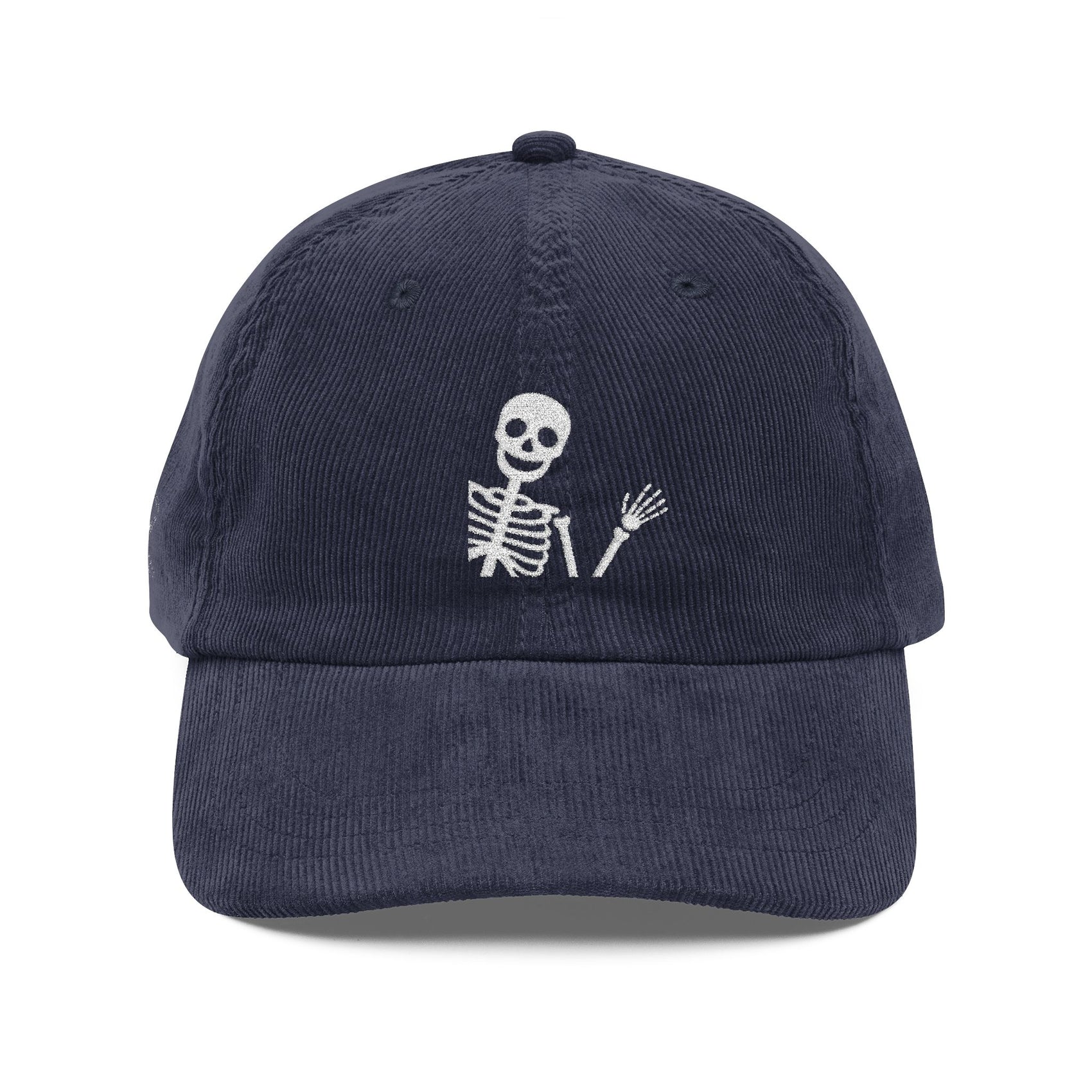 Embroidered Cap Skeleton Corduroy Hat Summerween Outfit Cap Spooky Festival Hat Cute Skull Hat Gift For His Birthday Gift For Skeleton Lover