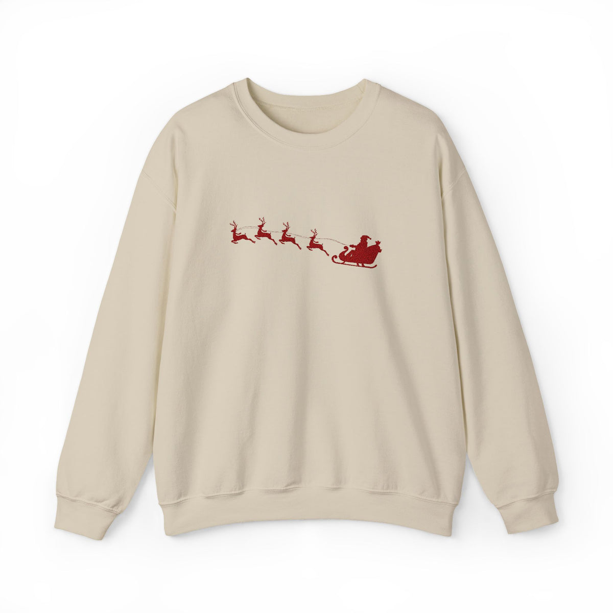 Minimalist Embroidered Christmas Sweatshirt For Woman Top Cozy Santa Sleigh Crewneck Holiday Pullover Winter Gift For Her Christmas Gift