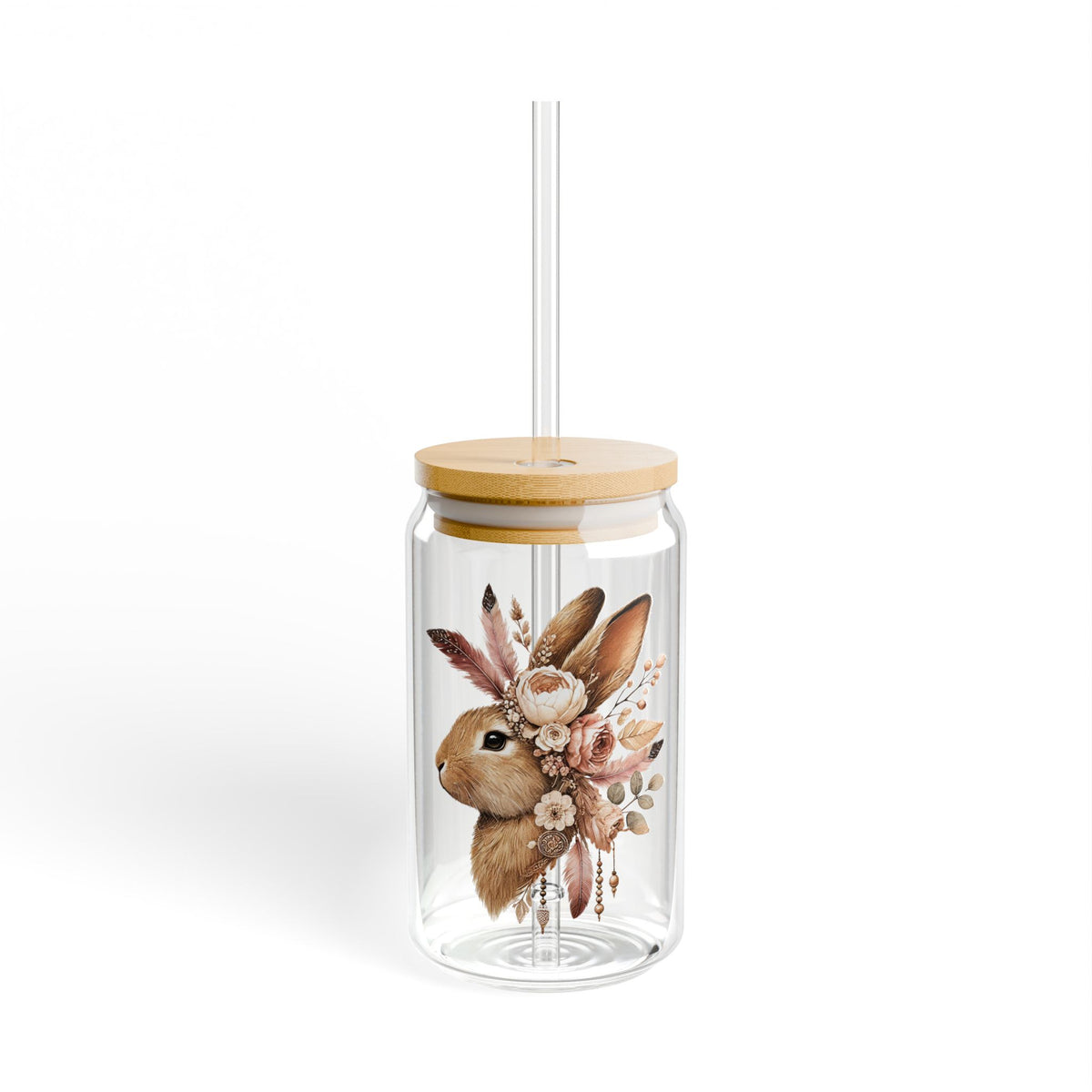 Sipper Glass Rabbit Lover Gift Boho Drinkware Cottagecore Kitchen Cup Spring Picnic Present For Her Easter Basket Housewarming Gift Nature