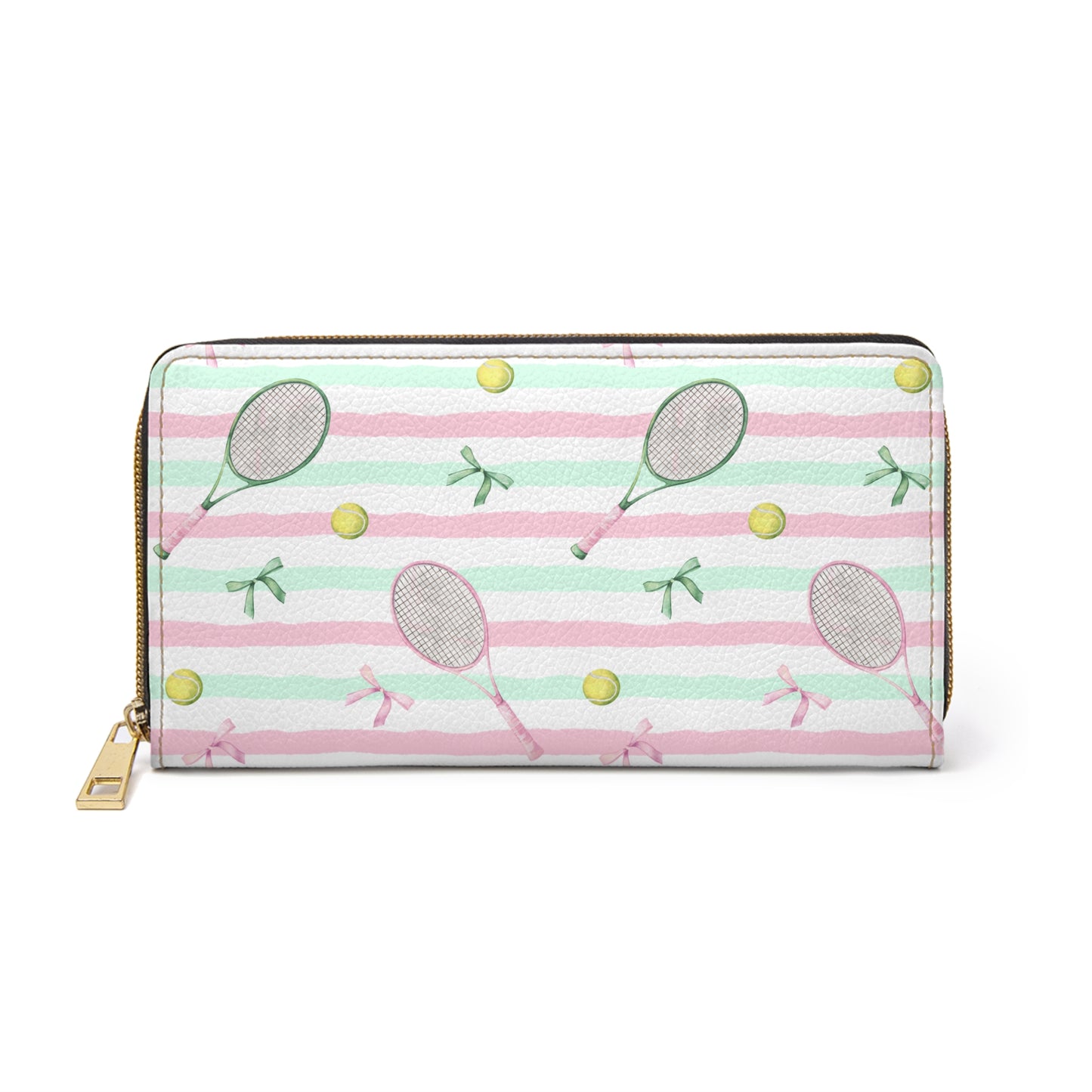 Tennis Purse Gift For Tennis Player Sporty Zipper Wallet For Travel Cash Card Organizer Gift For Sport Lover Striped Purse Present Friend