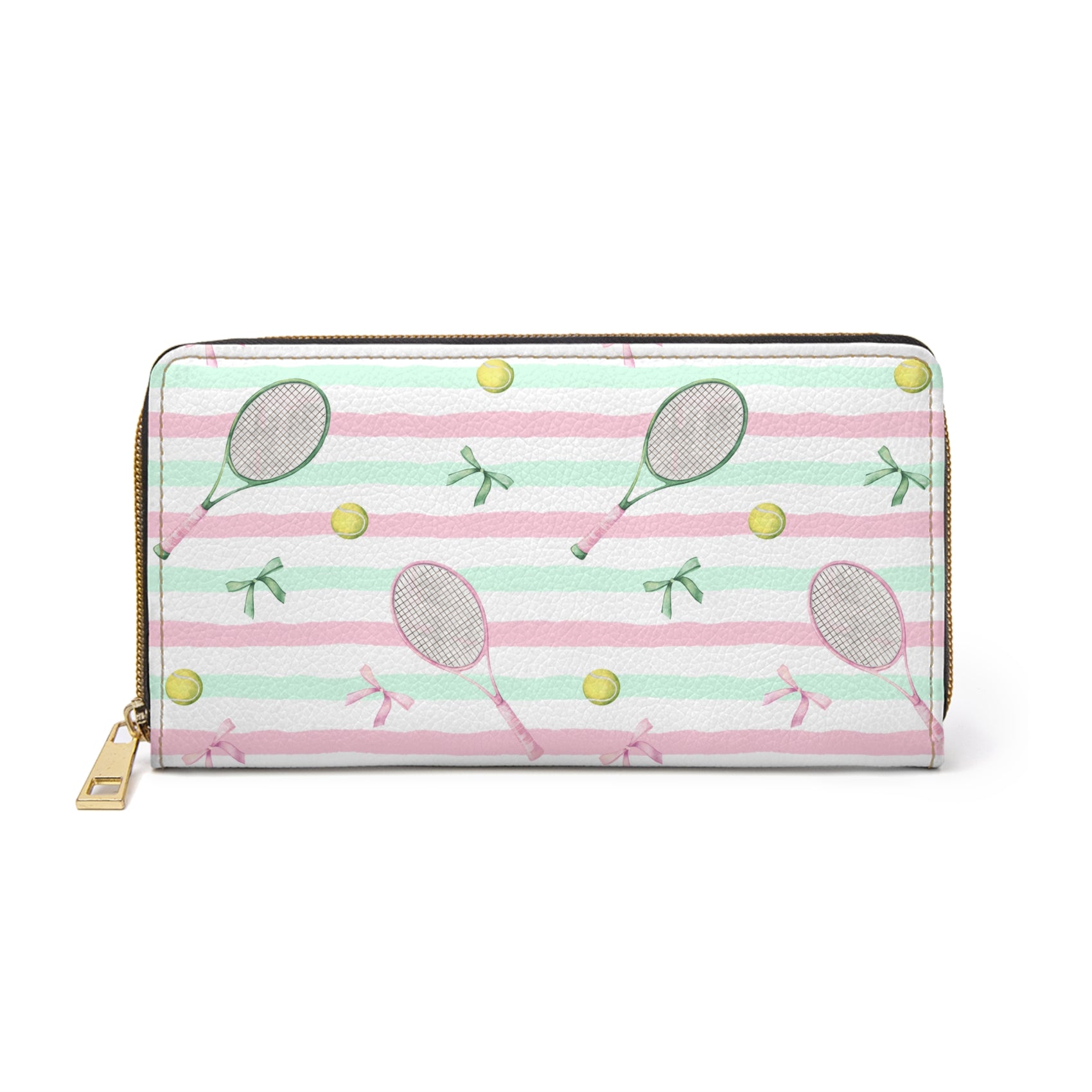 Tennis Purse Gift For Tennis Player Sporty Zipper Wallet For Travel Cash Card Organizer Gift For Sport Lover Striped Purse Present Friend