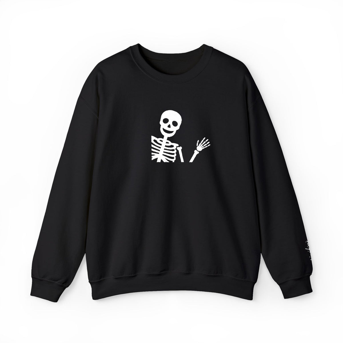 Halloween Embroidered Sweatshirt Skeleton Crewneck Spooky Season Pullover Cute Fall Sweatshirt Ghostly Outfit Top For Halloween Party Outfit