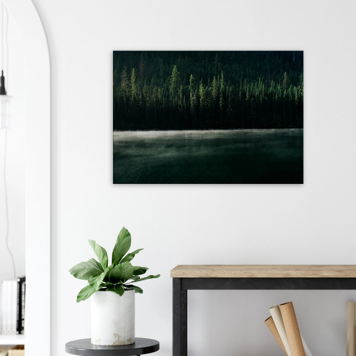 Quartz Lake Wall Art Canvas Print Misty Forest Evergreen Nature Landscape Decor #PD_310 product image