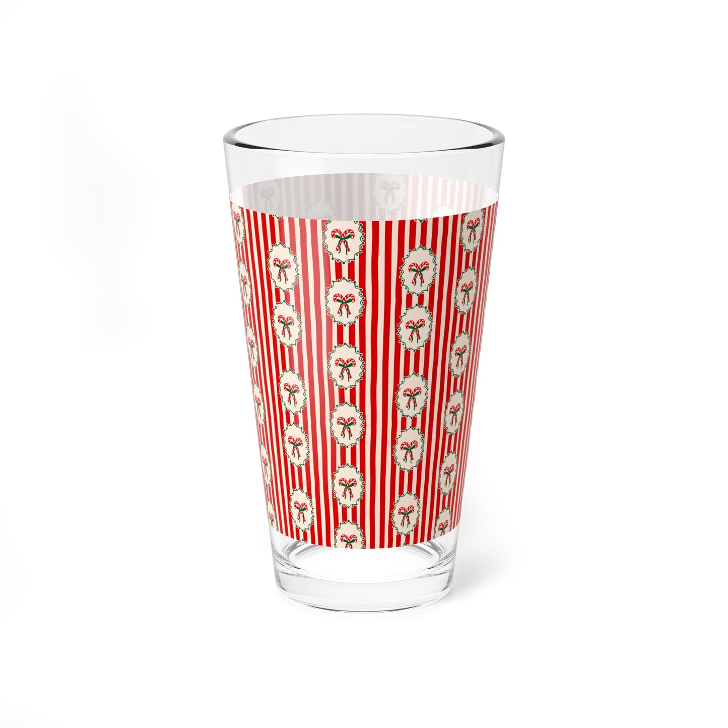 Vintage Wreath Mixing Glass Gift For Couple Candy Cane Stripe Barware Christmas Cocktail Present Holiday Hostess Drink Cup Festive Style