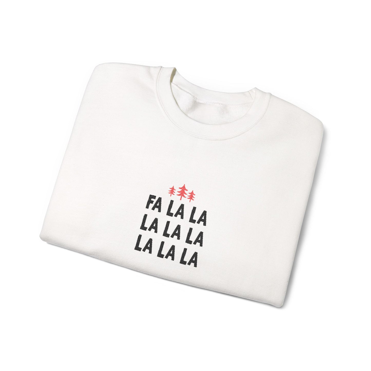 Embroidered Fa La La Sweatshirt Minimalist Holiday Pullover Cozy Neutral Crewneck Aesthetic Christmas Top Hygge Mom Apparel Subtle Festive