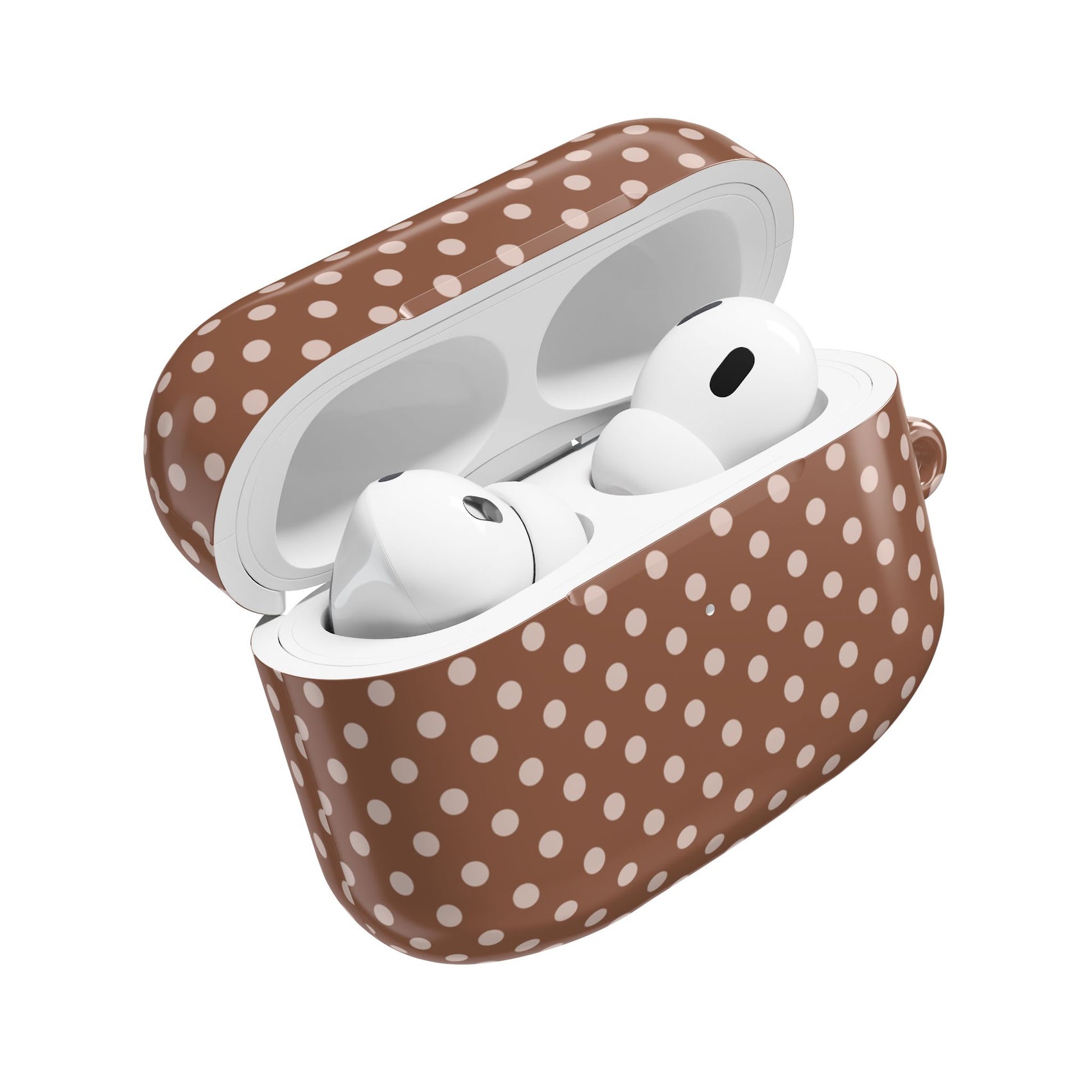 Polka Dot AirPods Case Gift For Girlfriend Neutral Tech Accessory Minimalist Earbud Cover Brown Beige Gadget Gift Cute Protective Shell