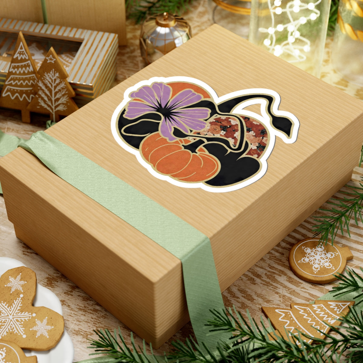 Floral Pumpkin Sticker Witch Hat Decal For Halloween Party Cute Halloween Decal Spooky Autumn Laptop Sticker Cottagecore Fall Aesthetic Gift