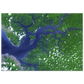 Unframed poster showing branching green and blue waterways in the Sierra Leone estuary seen from space