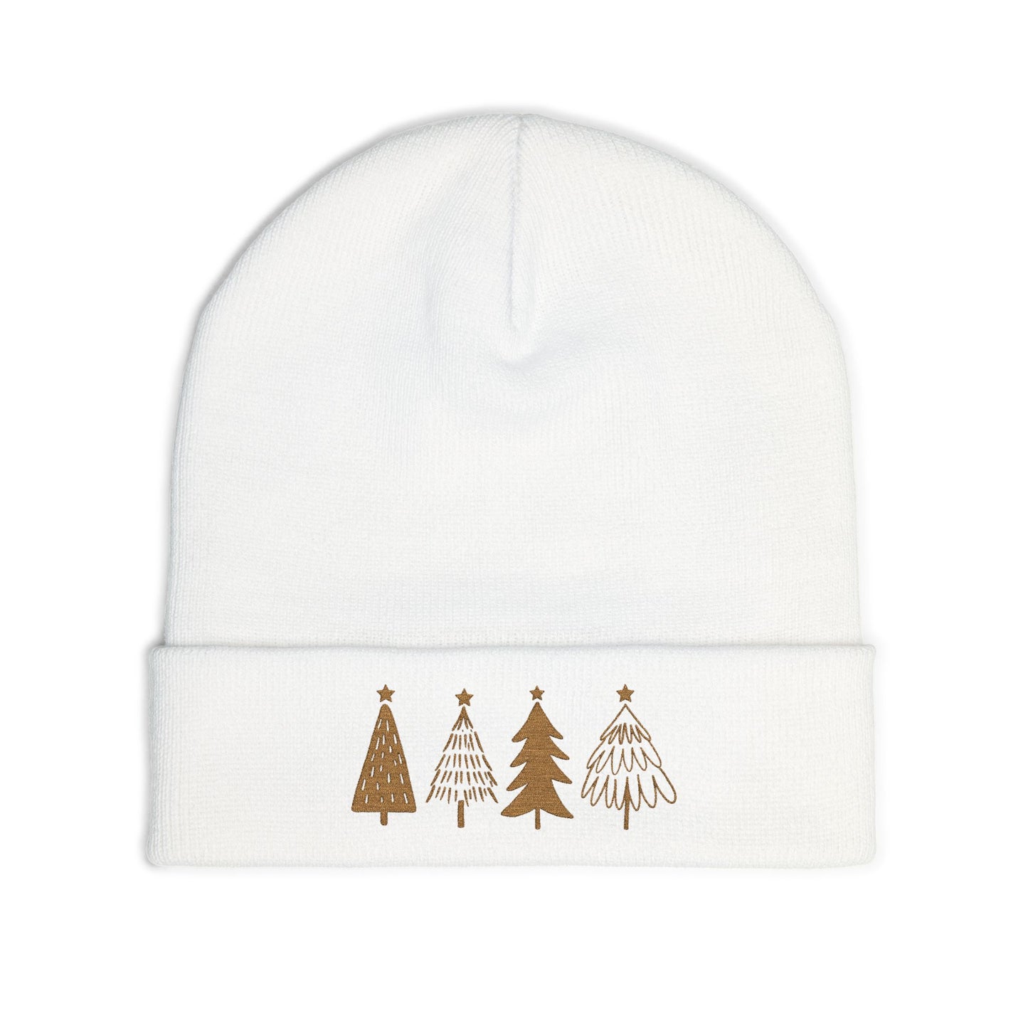 Minimalist Christmas Tree Beanie Stocking Stuffer Idea Embroidered Winter Hat Cozy Holiday Knit Cap Neutral Festive Gift For Women And Men
