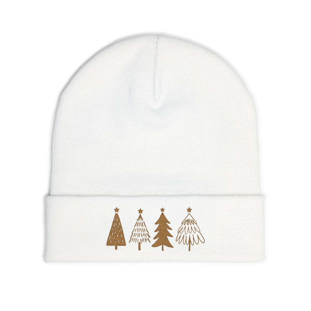 Minimalist Christmas Tree Beanie Stocking Stuffer Idea Embroidered Winter Hat Cozy Holiday Knit Cap Neutral Festive Gift For Women And Men