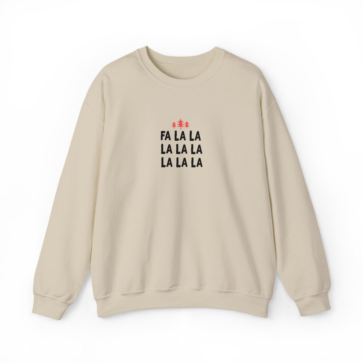 Embroidered Fa La La Sweatshirt Minimalist Holiday Pullover Cozy Neutral Crewneck Aesthetic Christmas Top Hygge Mom Apparel Subtle Festive