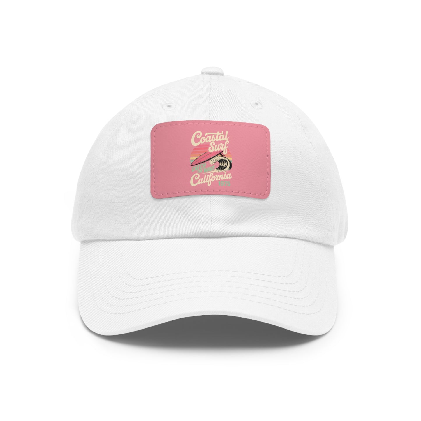 Coastal Surf Hat California Cap Gift For Surfers Hat Leather Patch Hat Pink Beach Hat Gift For Travelers Summer Travel Hat Retro Gift