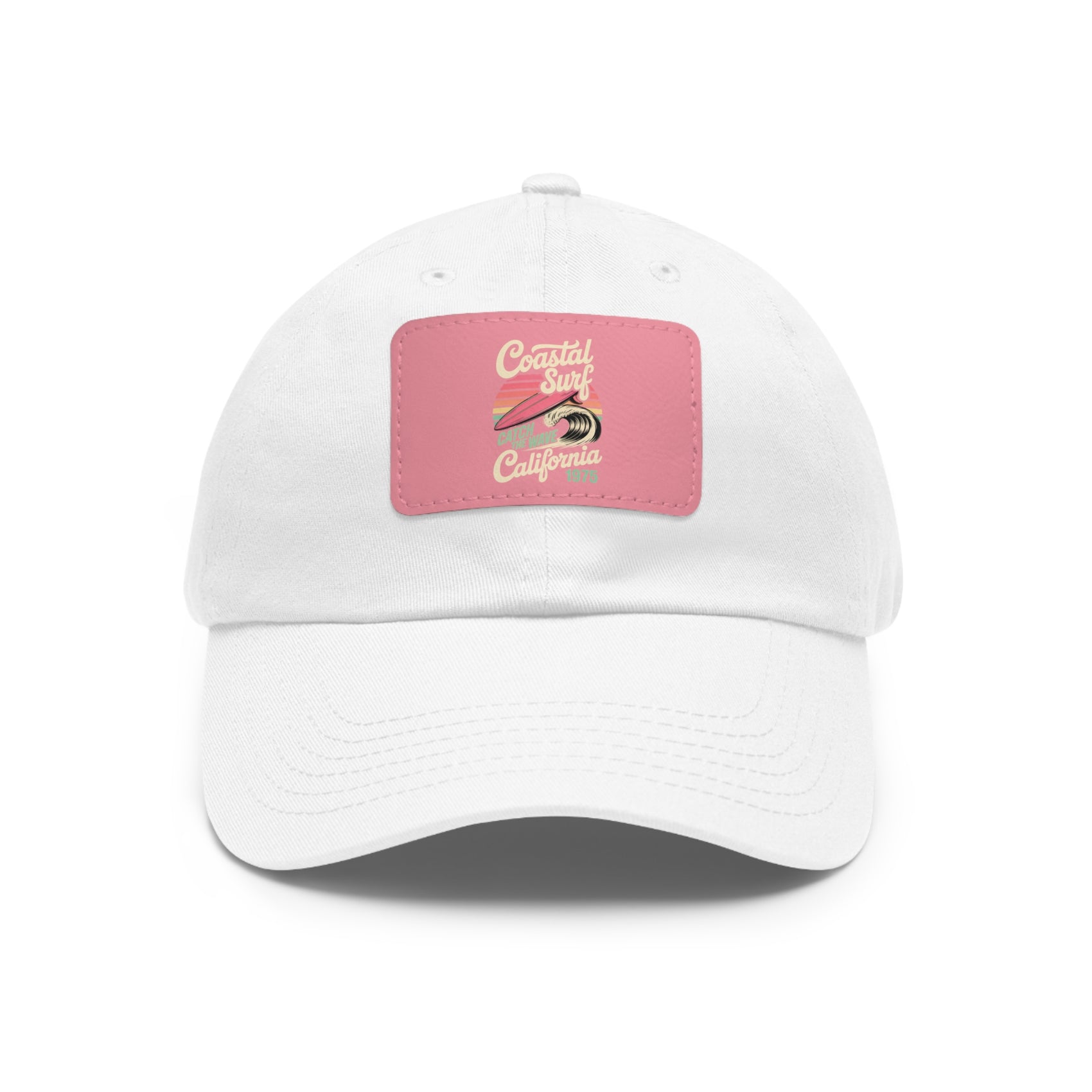 Coastal Surf Hat California Cap Gift For Surfers Hat Leather Patch Hat Pink Beach Hat Gift For Travelers Summer Travel Hat Retro Gift