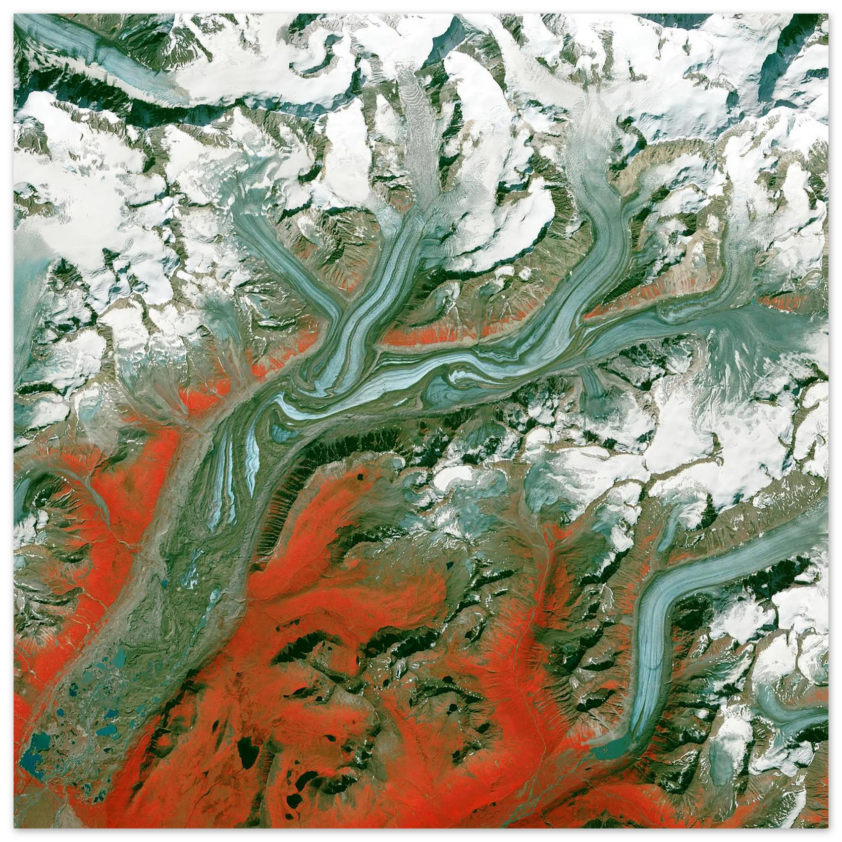 FOAM - PD_ Abstract Glacier Flow - Vivid Aerial Topography Foam Board Print