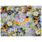Unframed poster showing a dense illustration of pastel flowers with orange accents