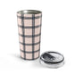 Gingham Tumbler For Business Woman Gift, Mug Beige Black Plaid Drinking Cup For The Minimalist, Portable Drinkware Minimalist Checkered