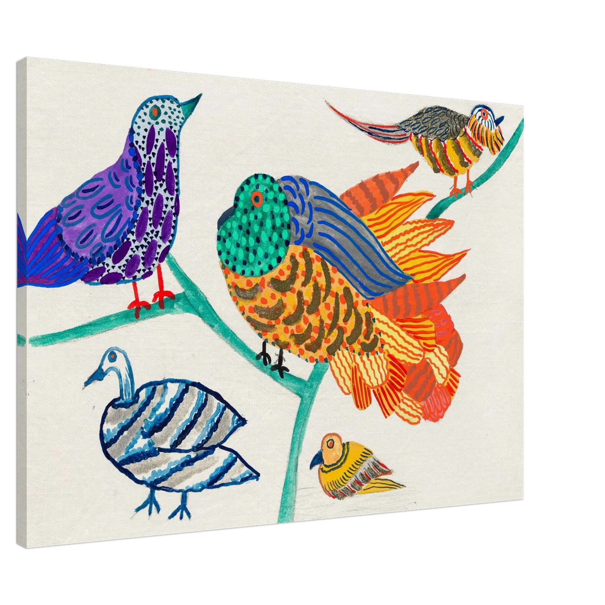 Colorful Bird Wall Art Canvas Print Atelier Martine Paul Poiret 1914 Folk Art Animal Decor For Eclectic Modern Interiors Art Styling #PD_303
