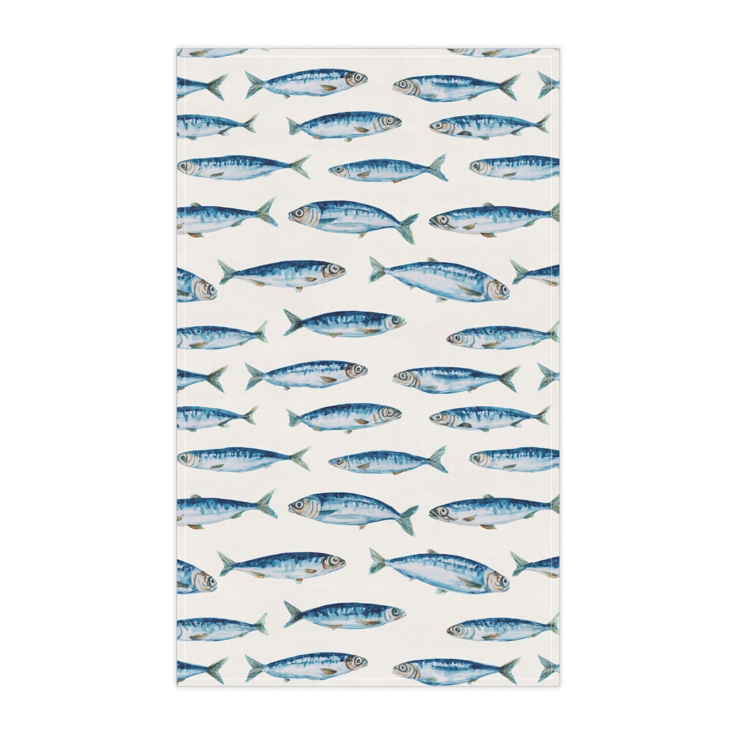 Portuguese Coastal Tea Towel For Mediterranean Kitchen Decor Gift For Portugal Lover Blue Sardine Dish Towel For Housewarming Gift Idea