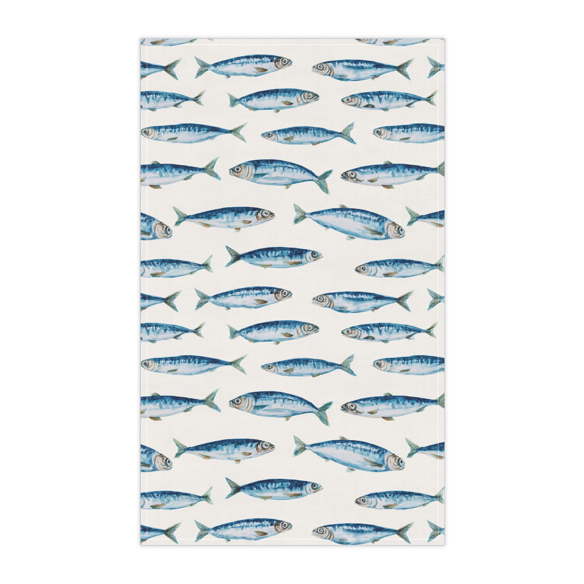 Portuguese Coastal Tea Towel For Mediterranean Kitchen Decor Gift For Portugal Lover Blue Sardine Dish Towel For Housewarming Gift Idea