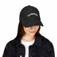Embroidered Hat Gift For Him Minimal Text Corduroy Cap Bold Statement Streetwear Aesthetic Outfit Casual Everyday Wear Unique Gift Idea