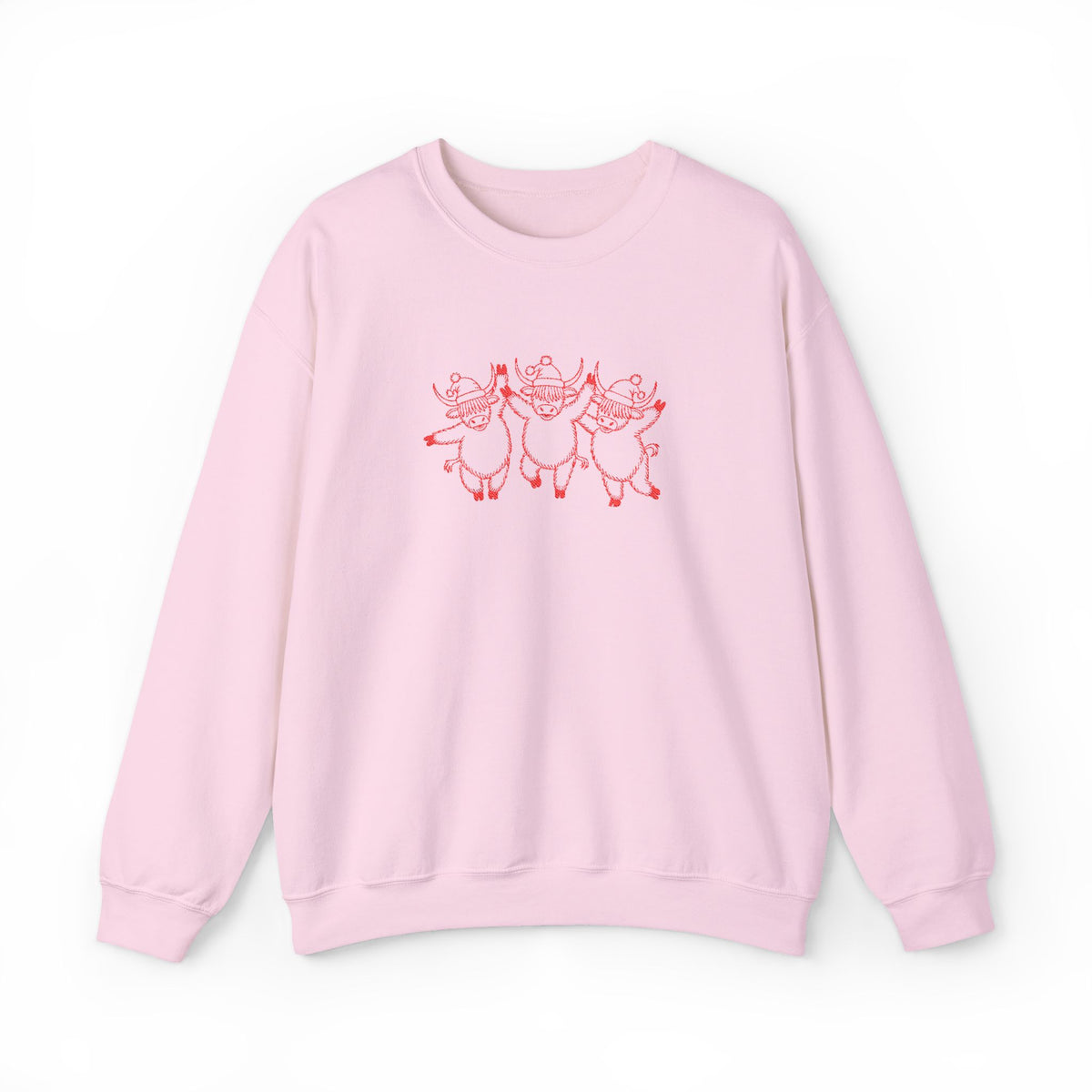 Dancing Highland Cow Christmas Sweatshirt Gift For Girlfriend Holiday Present For Mom Cute Festive Winter Pullover Top Seasonal Outfit Style