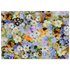 Unframed poster showing a dense illustration of pastel flowers with orange accents