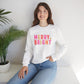 Merry & Bright Embroidered Christmas Sweatshirt For Women Cozy Holiday Crewneck Sister Cute Festive Pullover Winter Gift Christmas Outfit