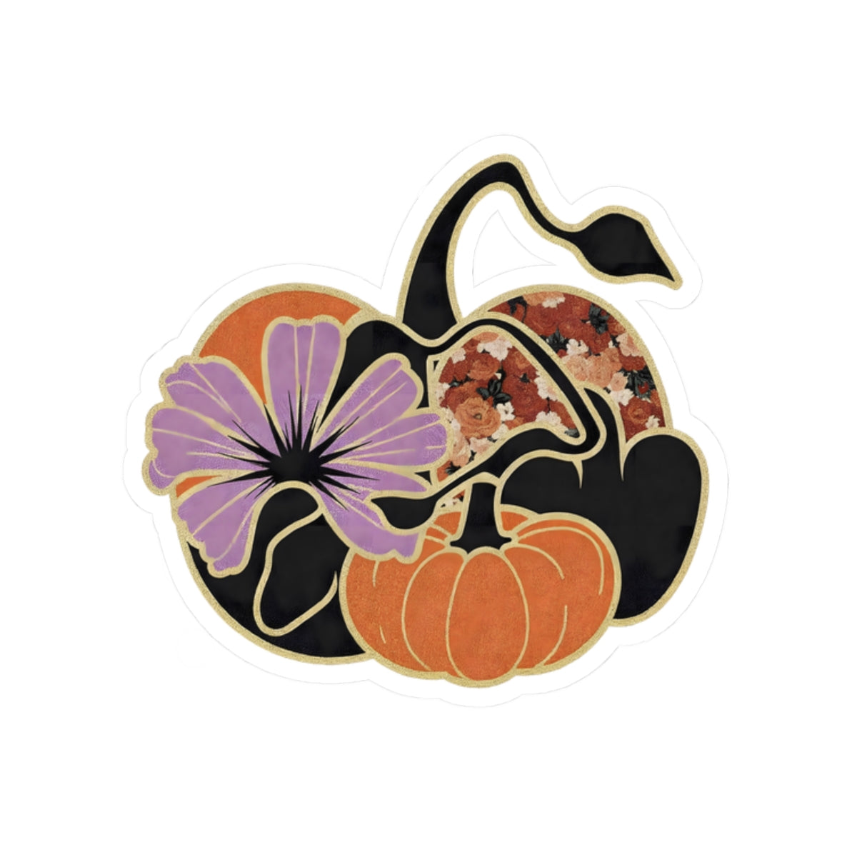 Floral Pumpkin Sticker Witch Hat Decal For Halloween Party Cute Halloween Decal Spooky Autumn Laptop Sticker Cottagecore Fall Aesthetic Gift