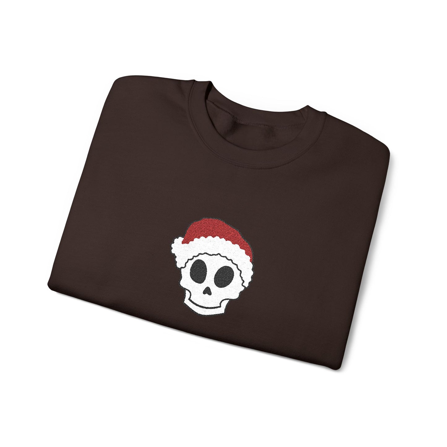 Embroidered Skull Christmas Sweatshirt For Her Goth Holiday Crewneck Gift For Best Friend Alt Winter Pullover For Him Spooky Santa Top Teen