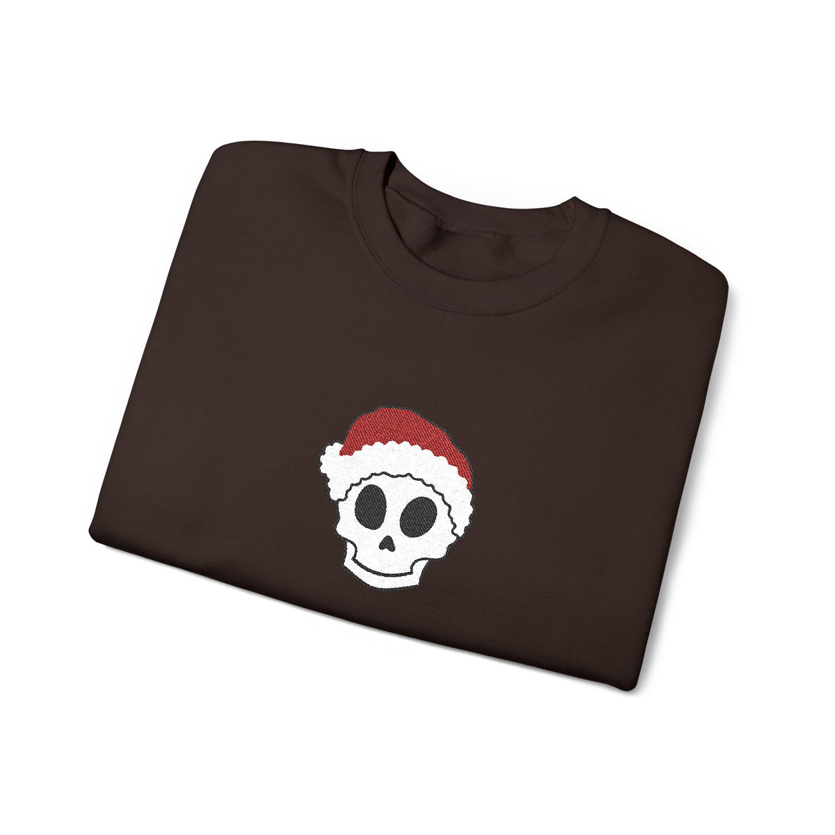 Embroidered Skull Christmas Sweatshirt For Her Goth Holiday Crewneck Gift For Best Friend Alt Winter Pullover For Him Spooky Santa Top Teen