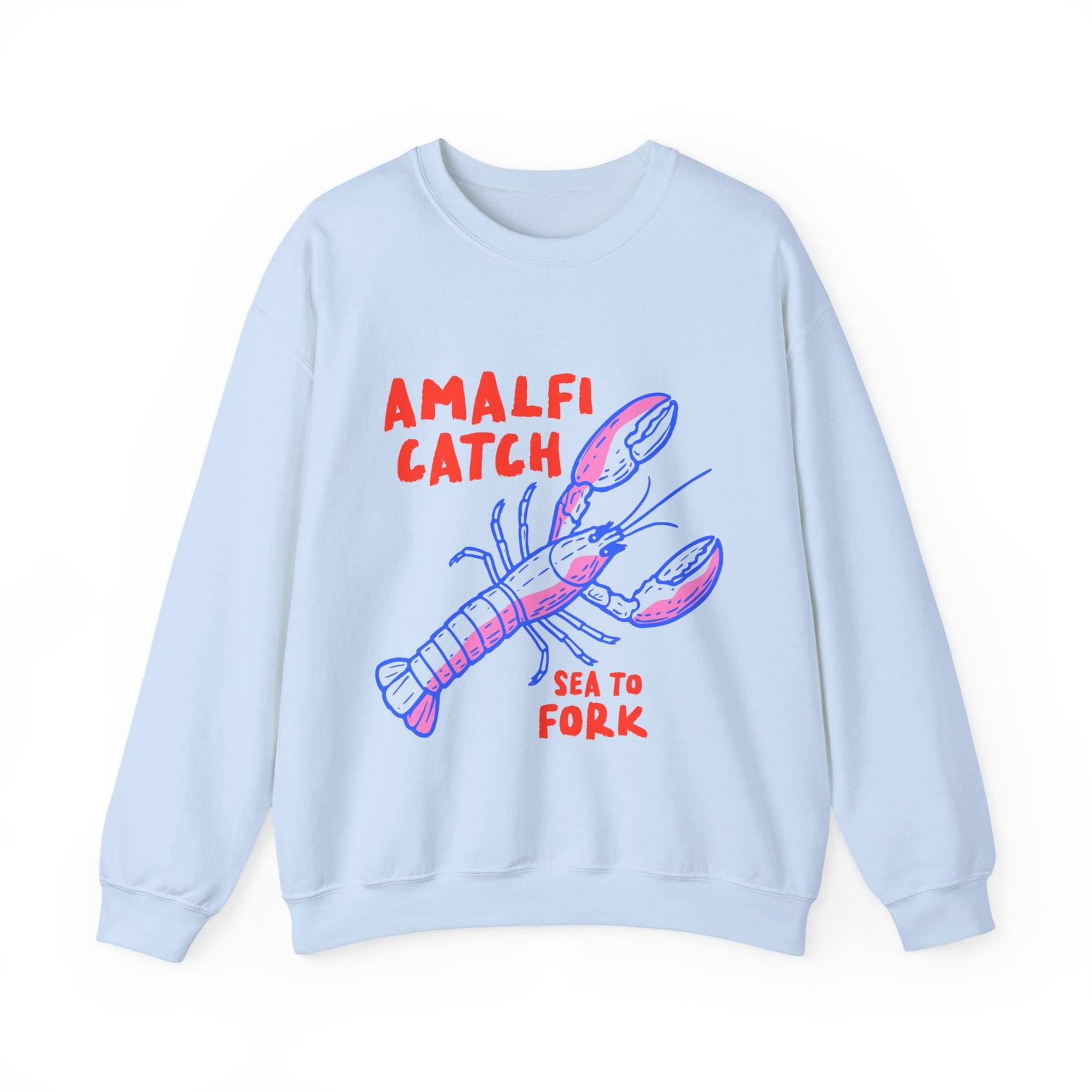 Amalfi Coast Sweatshirt Italy Inspired Top Seafood Graphic Pullover Gift For Italy Lover Mediterranean Vacation Crewneck Italian Souvenir