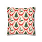 Christmas Tree Pillowcase Gift For Mom Holiday Cushion Cover Present For Sister Red Bow Faux Suede Winter Home Decor Cozy Sofa Accent Style