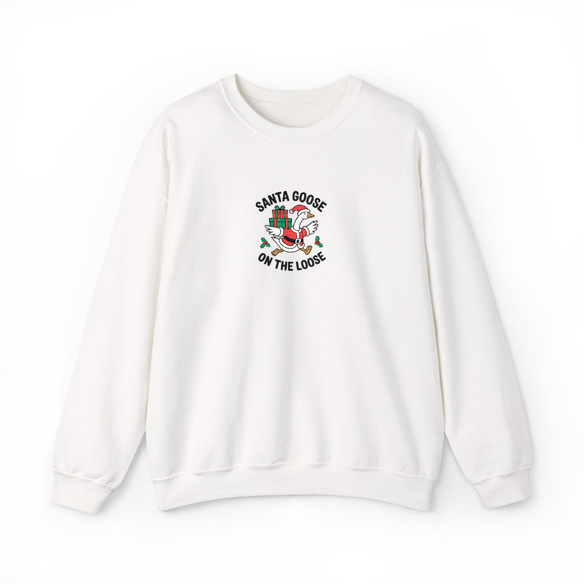 Santa Goose Christmas Sweatshirt Gift For Best Friend Holiday Crewneck Present For Sister Funny Animal Pullover Cozy Winter Outfit Top Style