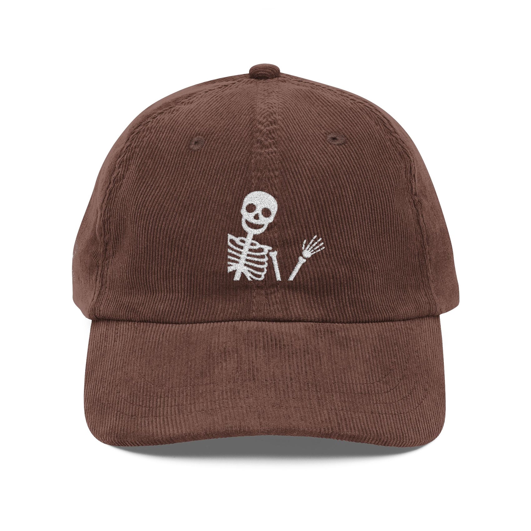 Embroidered Cap Skeleton Corduroy Hat Summerween Outfit Cap Spooky Festival Hat Cute Skull Hat Gift For His Birthday Gift For Skeleton Lover