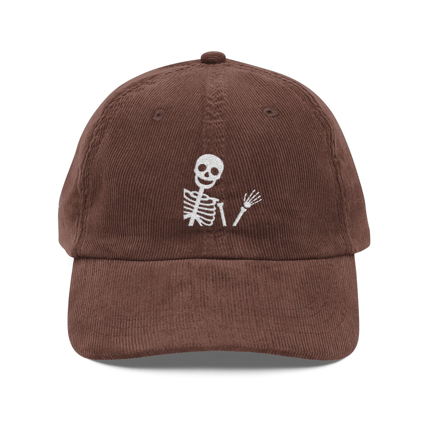 Embroidered Cap Skeleton Corduroy Hat Summerween Outfit Cap Spooky Festival Hat Cute Skull Hat Gift For His Birthday Gift For Skeleton Lover