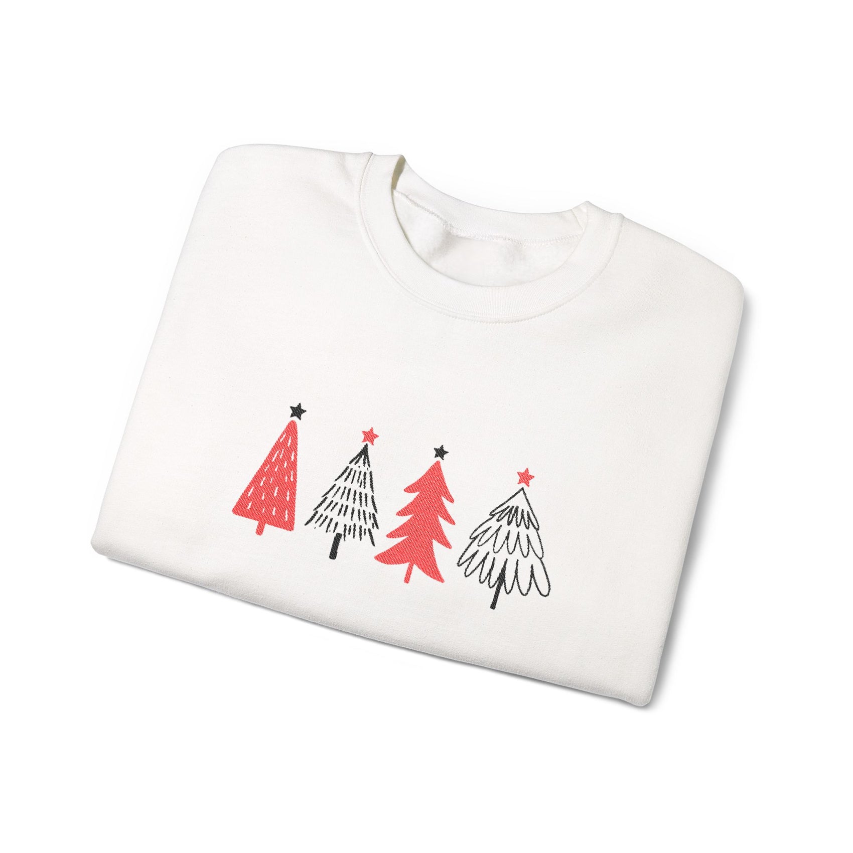 Minimalist Christmas Tree Sweatshirt Embroidered Holiday Crewneck For Matching Family Christmas Scandinavian Festive Gift Cozy Sweater
