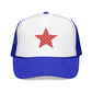 Fourth Of July Embroidered Red Star Hat Patriotic Trucker Cap Memorial Day Outfit USA Travel Souvenir USA Expat Gift Beach Day Cap Cute Vibe