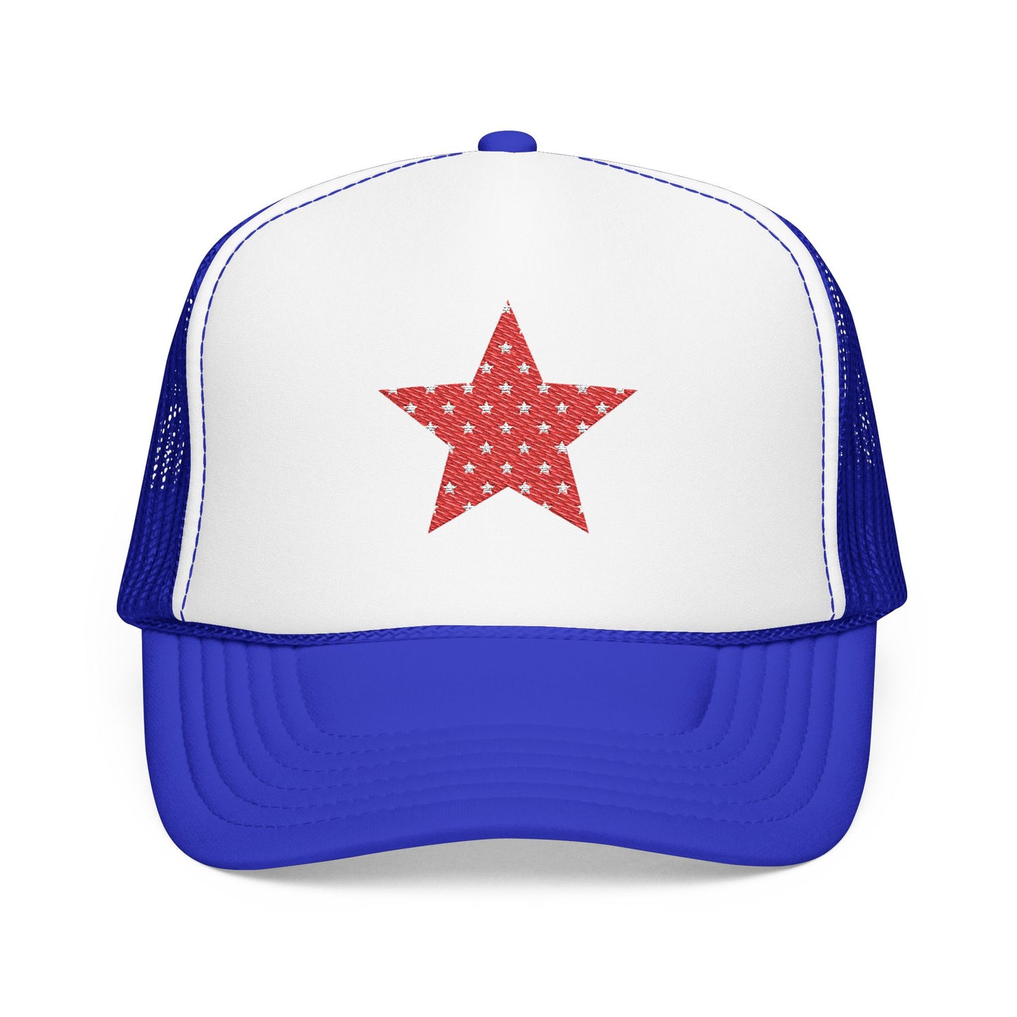Fourth Of July Embroidered Red Star Hat Patriotic Trucker Cap Memorial Day Outfit USA Travel Souvenir USA Expat Gift Beach Day Cap Cute Vibe