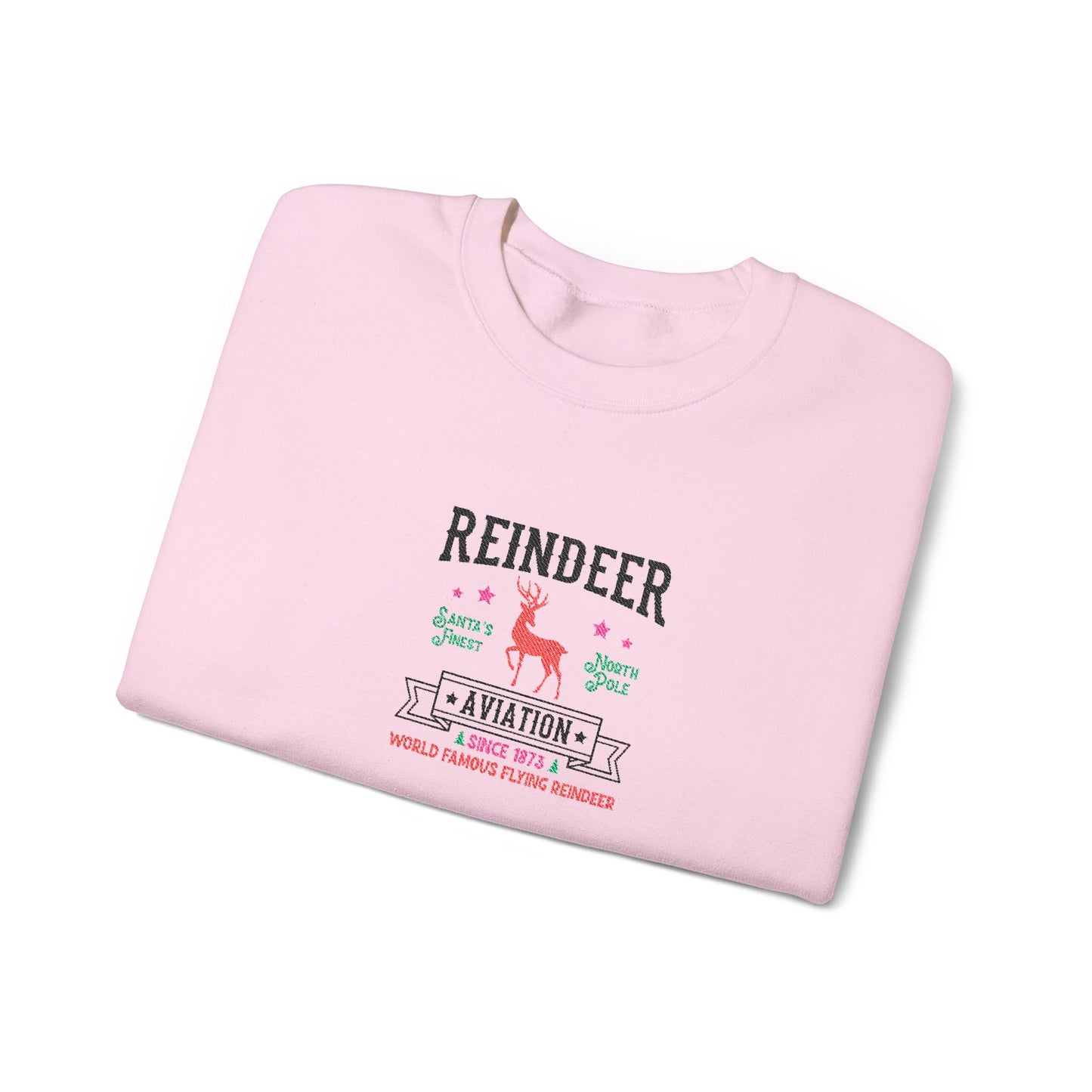 Vintage Reindeer Sweatshirt Retro Christmas Crewneck Embroidered Holiday Pullover North Pole Winter Gift For Her Cozy Seasonal Jumper Xmas