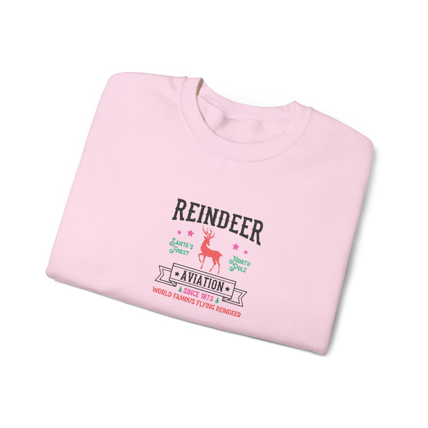 Vintage Reindeer Sweatshirt Retro Christmas Crewneck Embroidered Holiday Pullover North Pole Winter Gift For Her Cozy Seasonal Jumper Xmas