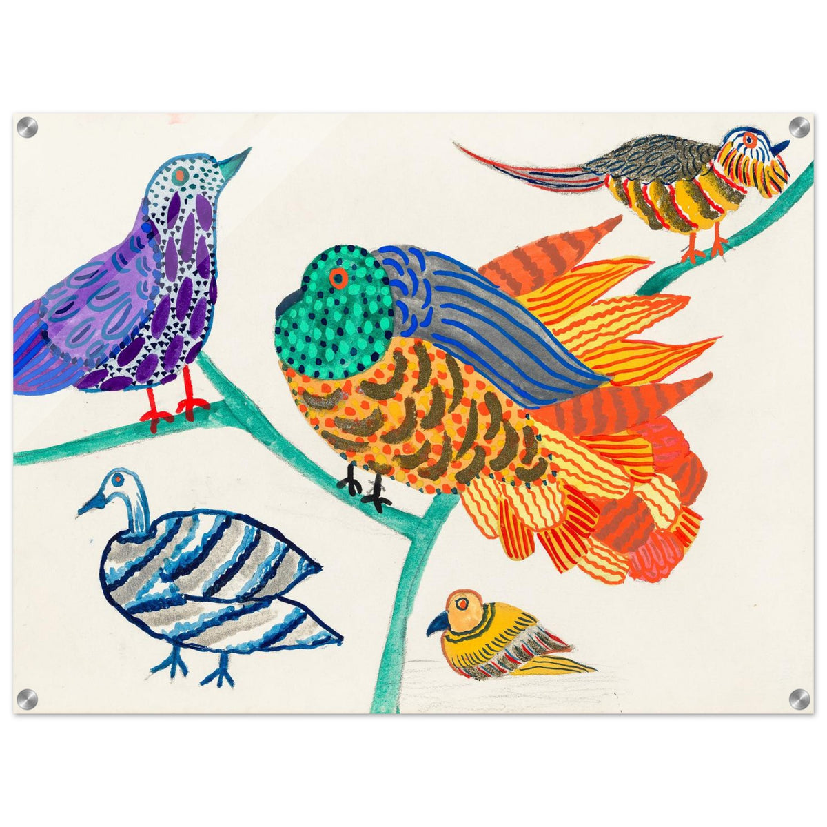 Colorful birds 1914 Atelier Martine Paul Poiret folk art acrylic print #PD_303 - view 2